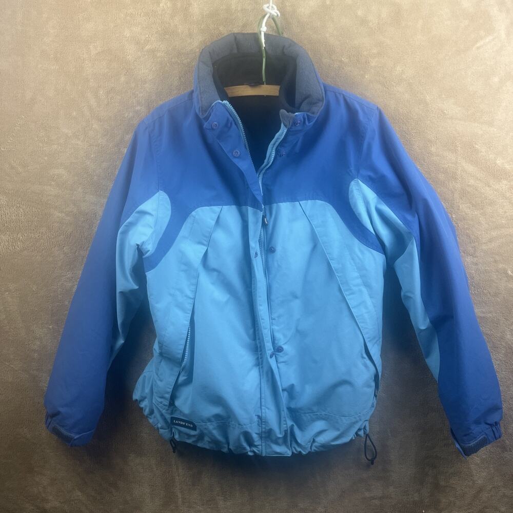 Lands’ End Unisex Youth Hooded Squall Jacket Size S 6-8 - Two-Tone Blue